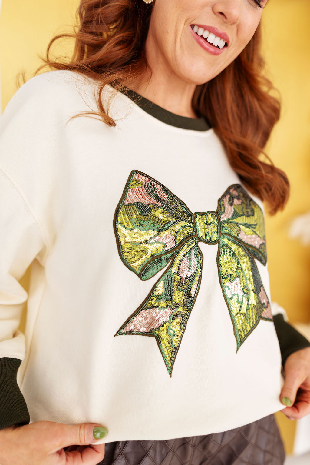 Sequin Camo Bow Sweatshirt